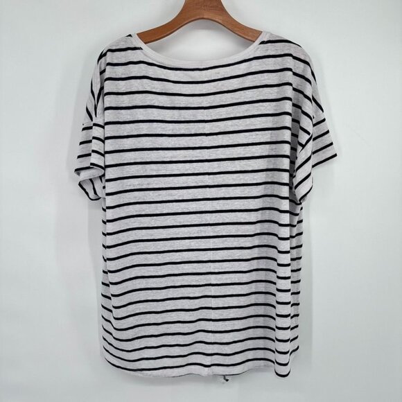 Talbots Womens size 2X Striped Linen blend knit Tie-Front Top navy white plus - Picture 9 of 10